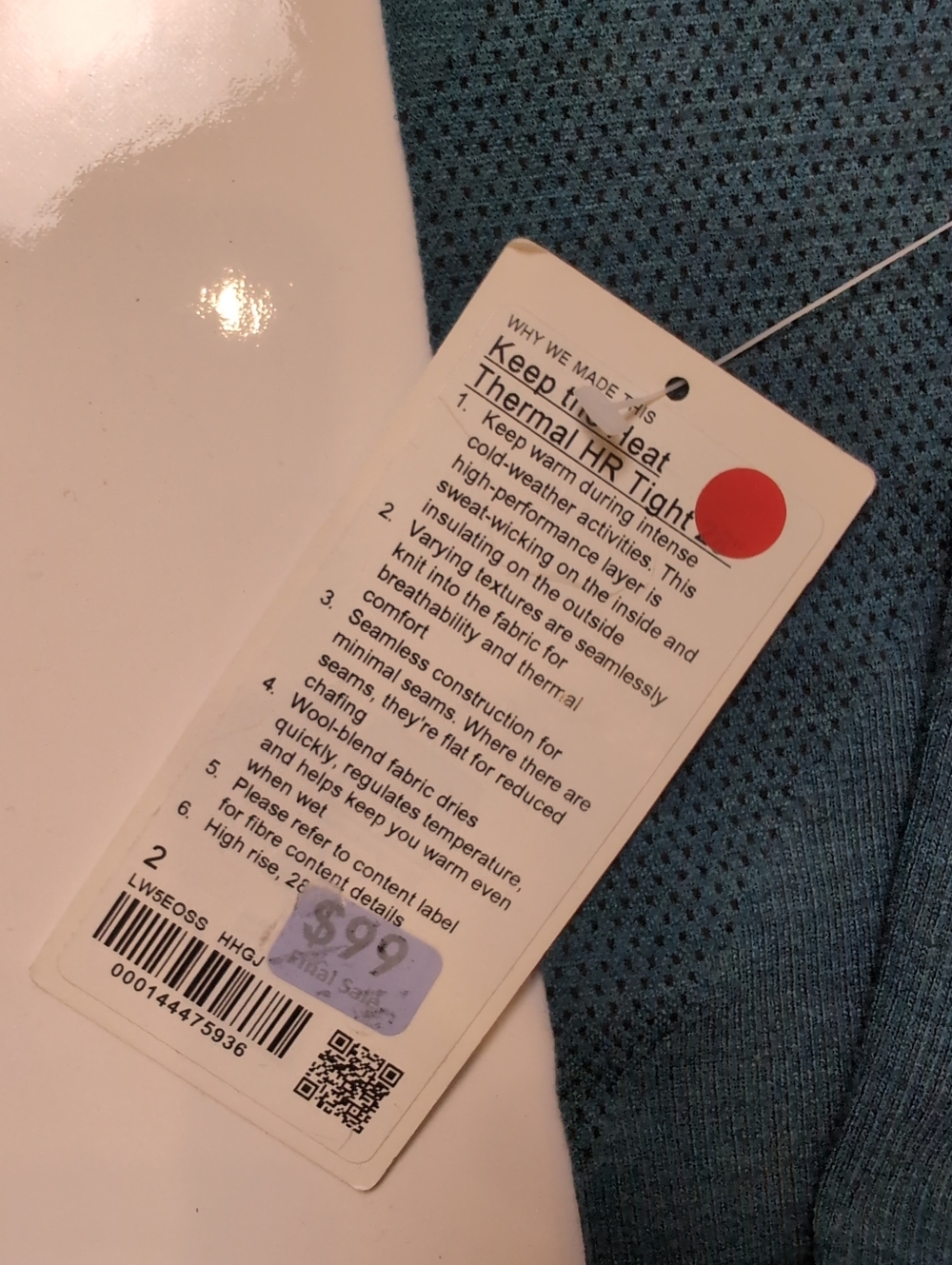 New Lululemon Keep the Heat Thermal High Rise Wool Leggings Green Jasper Size 2 - Picture 9 of 13